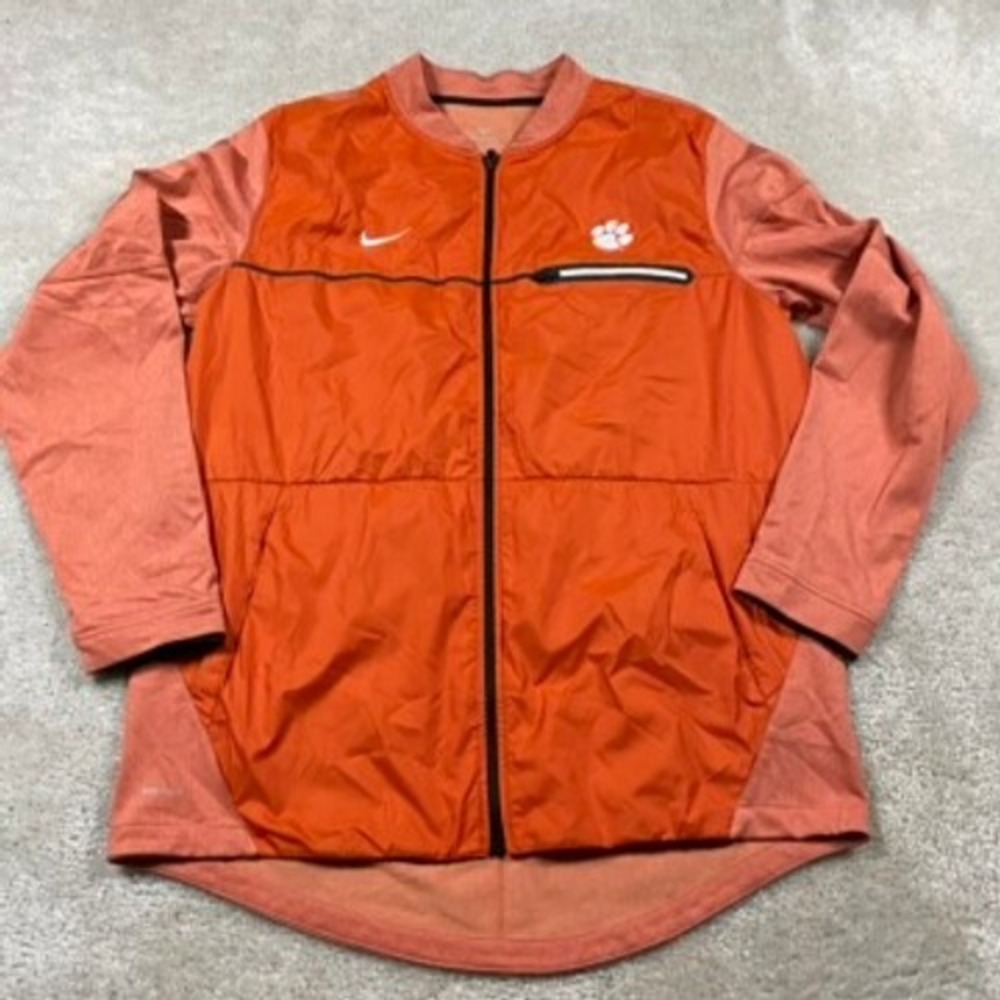 Nike Shield Clemson Tigers Full Zip Jacket Mens Large Orange Weather Resistant